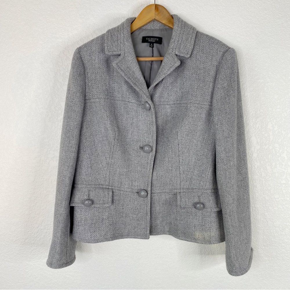 Talbots The Grace Fit Gray Wool Blend Woven Jacket